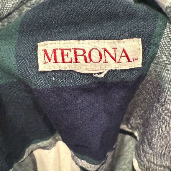 XL Merona Green and White Plaid Button-Up Shirt - Picture 7 of 7